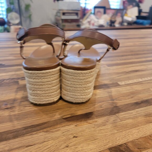 Michael Kors Casey Wedge Espadrille Platform Sandals, Luggage Brown - Picture 7 of 11
